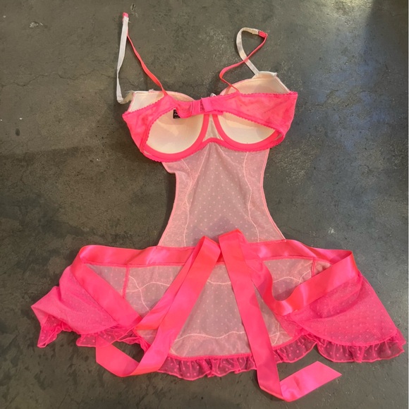 Victorias Secret Sexy Little Things Lace Chemise Babydoll 36C Pink Cream - Picture 4 of 8